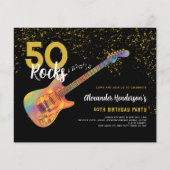 50e Verjaardagsfeest 50 Rotsen Goud Glitter Budget (Voorkant)