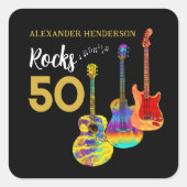 50e verjaardagsfeest 50 rotsen Guitar Vierkante Sticker (Voorkant)