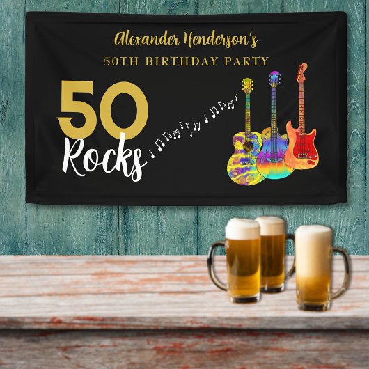 50e Verjaardagsfeest 50 Rotsen Persoonlijk Spandoek