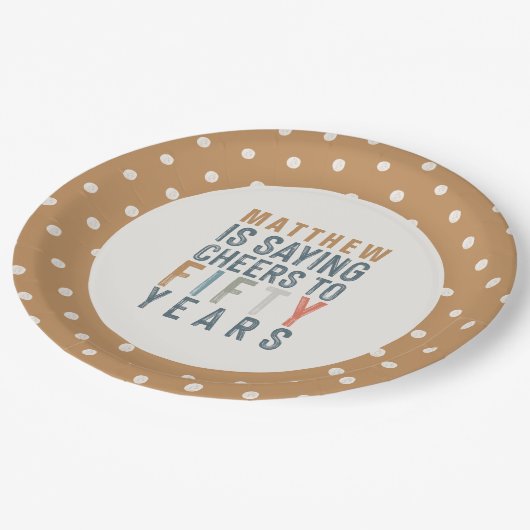 50e verjaardagsfeest accessoires decor papieren bordje (Gekanteld)