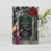 50e Verjaardagsfeest Art Deco Gatsby Elegant Kaart (Staand voorkant)
