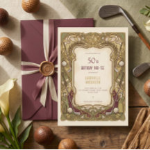 50e Verjaardagsfeest Art Nouveau Elegante Bourgond