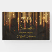 50e Verjaardagsfeest Banner Goud en Zwarte Achterg (Horizontaal)