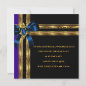 50e Verjaardagsfeest Blauw Goud Hart Juweel Kaart (Achterkant)