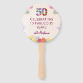 50e Verjaardagsfeest Bloemen Modern 50 Mijlpaal Handwaaier (Voorkant)