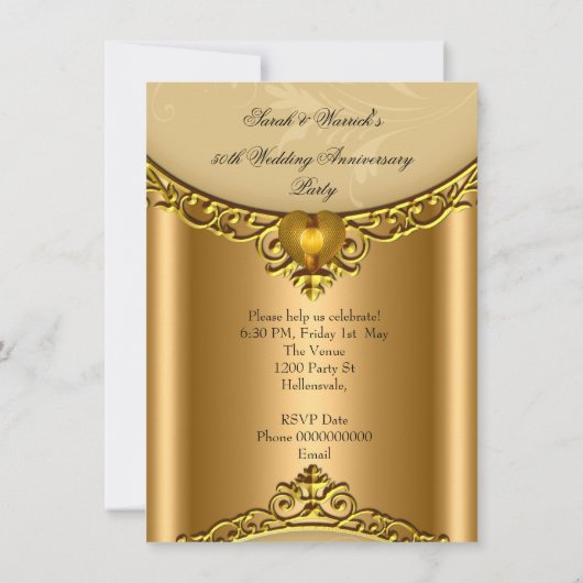 50e verjaardagsfeest Elegant Goud Gouden Hart Kaart (Achterkant)