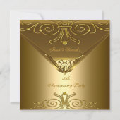 50e verjaardagsfeest Elegante Goud Art Deco 2 Kaart (Voorkant)