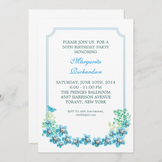50e verjaardagsfeest Elegante Victoriaans uitnodig Kaart (Voorkant / Achterkant)