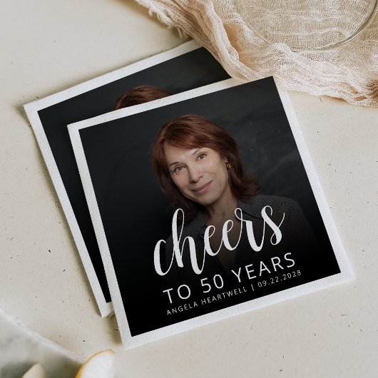 50e Verjaardagsfeest Foto Witte Script Proost Servet