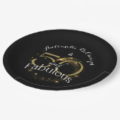 50e Verjaardagsfeest Goud en Zwart 50 en Fabulous Papieren Bordje (Gekanteld)