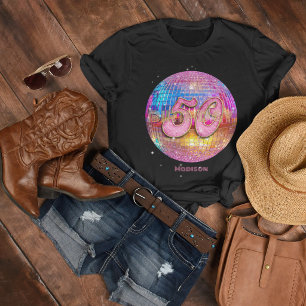 50e Verjaardagsfeest Goud Roze Glitters Disco Bal T-shirt