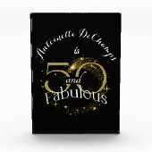 50e Verjaardagsfeest Goud Zwart 50 en Fabulous Fotoblokken (Voorkant)