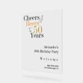 50e verjaardagsfeest juicht bieren minimaal welkom acryl bord (Hoek)