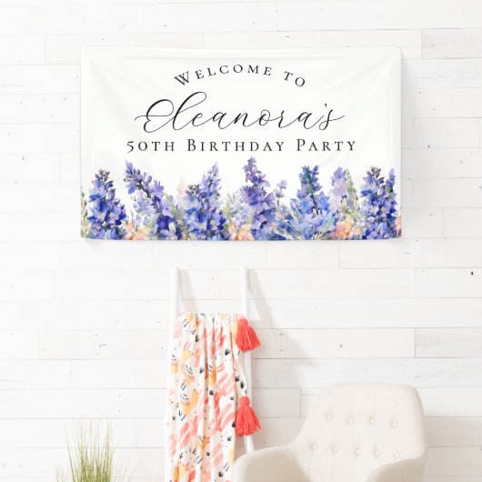 50e Verjaardagsfeest Juli Geboorte Bloem Welkom Spandoek (Insitu)