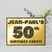 50e verjaardagsfeest — Kordate, namaak houtnerf te Folie Uitnodiging (Staand Voorkant)