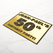 50e verjaardagsfeest — Kordate, namaak houtnerf te Folie Uitnodiging (Gedraaid)