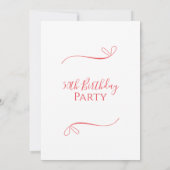 50e Verjaardagsfeest Minimal Modern Roze Rood Kaart (Achterkant)