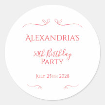 50e Verjaardagsfeest Minimal Modern Roze Rood