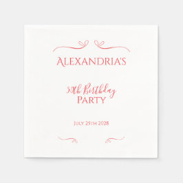 50e Verjaardagsfeest Minimal Modern Roze Rood Servet