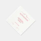 50e Verjaardagsfeest Minimal Modern Roze Rood Servet (Hoek)