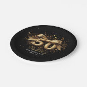 50e verjaardagsfeest Modern Zwart en Goud Papieren Bordje (Gekanteld)