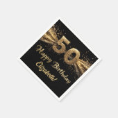50e verjaardagsfeest Modern Zwart en Goud Servet (Hoek)