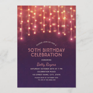 50e Verjaardagsfeest Moderne Glitter String Lights Kaart