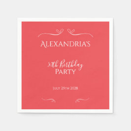 50e verjaardagsfeest moderne roze rode harten servet