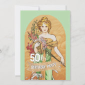  50e verjaardagsfeest, Mucha, Spring Goddess Kaart (Achterkant)