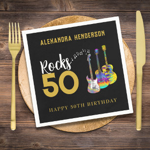 50e Verjaardagsfeest Muziek Gitaar Rocks 50 Servet