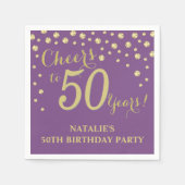 50e verjaardagsfeest Paarse en gouden diamant Servet (Voorkant)