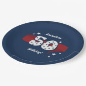 50e Verjaardagsfeest Patriottisch Rood Wit Blauw S Papieren Bordje (Gekanteld)