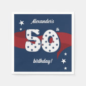 50e Verjaardagsfeest Patriottisch Rood Wit Blauw S Servet (Voorkant)