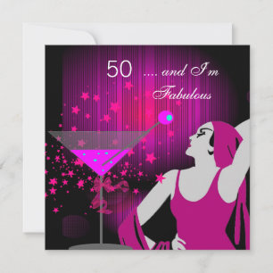 50e Verjaardagsfeest Prachtig 50 Diva Roze Wit Kaart