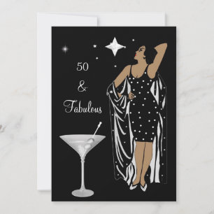 50e Verjaardagsfeest Retro Diva decoratie Zwart Wi Kaart