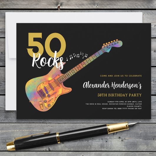 50e Verjaardagsfeest Rock and Roll Kaart
