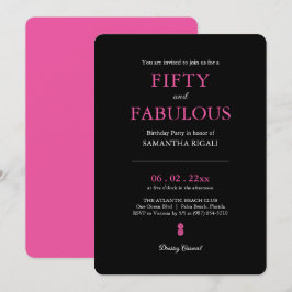 50e Verjaardagsfeest Roze Moderne Typografie Kaart