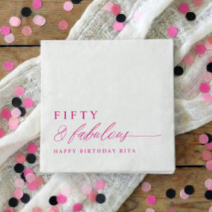 50e Verjaardagsfeest Roze Vijftig & Fabulous Moder Servet