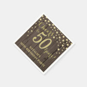 50e verjaardagsfeest rustiek hout en gouden diaman servet (Hoek)