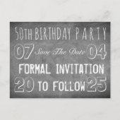 50e verjaardagsfeest Save the Date schoolbord Aankondigingskaart (Voorkant)