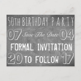 50e verjaardagsfeest Save the Date schoolbord Aankondigingskaart
