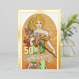 50e Verjaardagsfeest, Spring Goddess,  Kunst Folie Uitnodiging