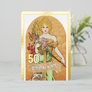 50e Verjaardagsfeest, Spring Goddess, Kunst Folie Uitnodiging