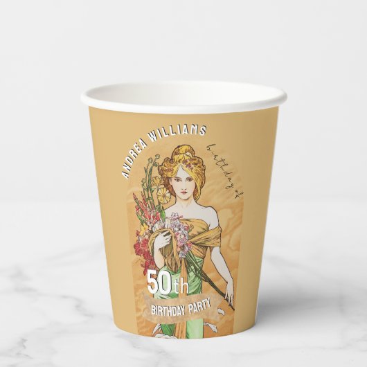 50e Verjaardagsfeest, Spring Goddess,  Kunst Papieren Bekers (Achterkant)