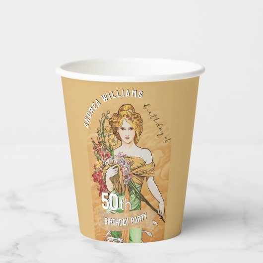 50e Verjaardagsfeest, Spring Goddess,  Kunst Papieren Bekers (Voorkant)