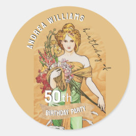 50e Verjaardagsfeest, Spring Goddess,  Kunst Ronde Sticker