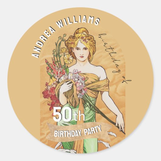 50e Verjaardagsfeest, Spring Goddess,  Kunst Ronde Sticker (Voorkant)