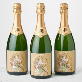 50e Verjaardagsfeest, Spring Goddess,  Kunst Sparkling Wijnetiket
