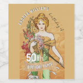 50e Verjaardagsfeest, Spring Goddess,  Kunst Wijn Etiket (Enkel label)
