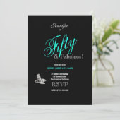 50e Verjaardagsfeest Stilettos Turquoise Font Kaart (Staand voorkant)